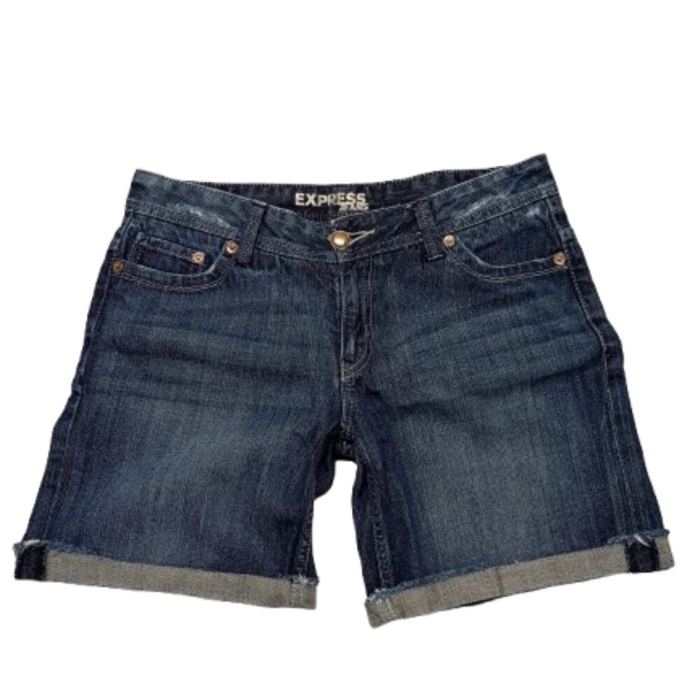 Women’s EXPRESS Slightly Distressed 100% Cotton Denim Shorts – Size 10